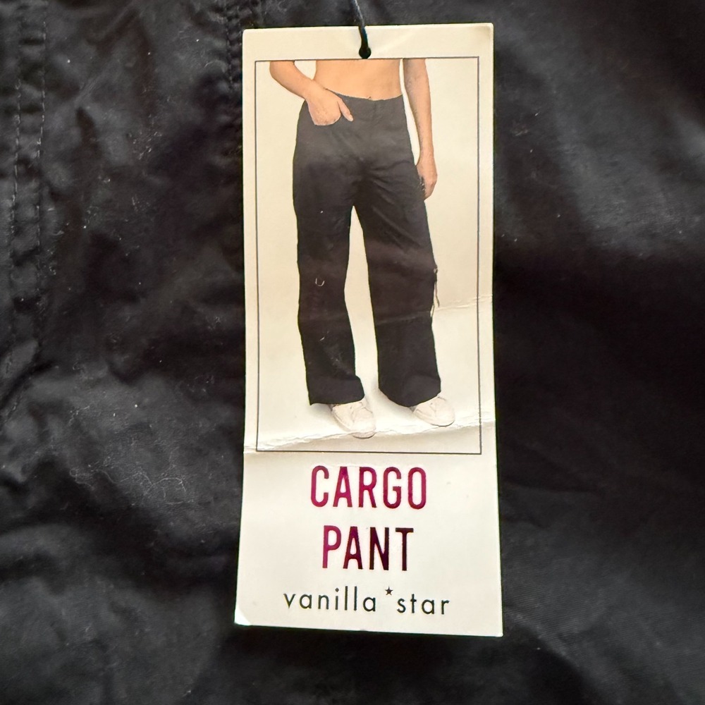 NEW! Vanilla Star Cargo Parachute Pants Womens 29x28 / 9 Black Wide Leg NWT - Picture 4 of 11